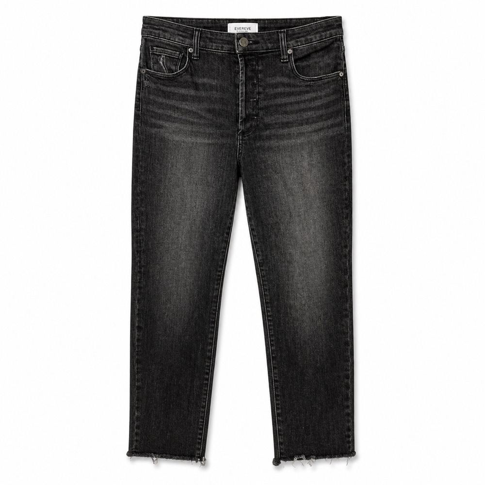 EVEREVE Straight Leg Jeans‎ Size 28 Black Wash Raw Hem Denim